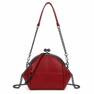 Luna Kiss Lock Crossbody Bag – Red Leather Chain Shoulder Purse