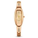XIMILI Women's Luxury Gold-Tone Oval Quartz Watch with Crystal Accents