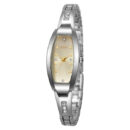 XSVO Women's Elegant Oval Rhinestone-Accented Quartz Watch with Silver Steel Bracelet
